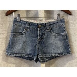 LEI Vintage‎ Y2k Denim Shorts Size 3 Medium Wash Low Rise